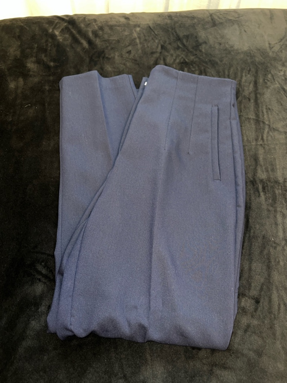 Zara Navy High-waisted Slim fit Trousers